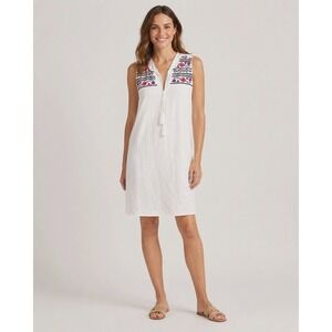 GAP Linen Shift Dress Embroidered Sleeveless Womens Small‎ White Boho